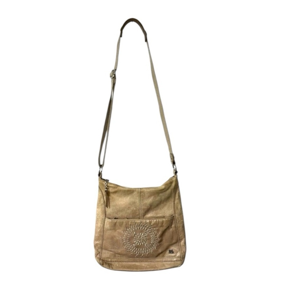 The Sak Genuine Leather Tan Brown Boho Crossbody Shoulder Bag Purse Handbag